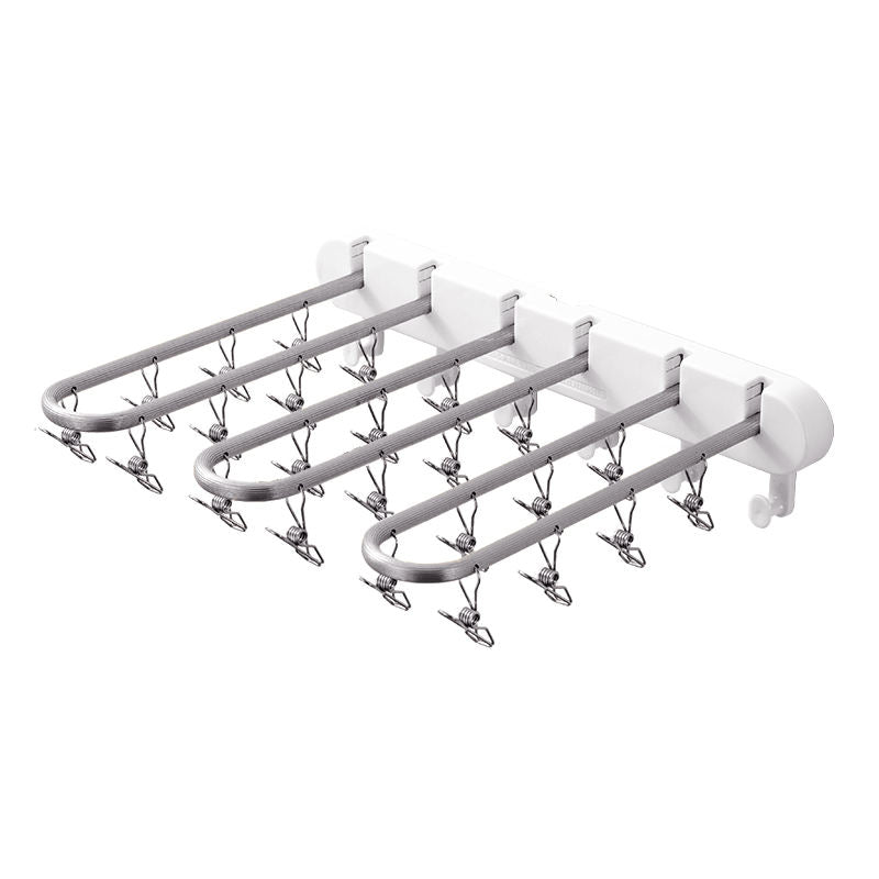 ODOROKU Aluminum Wall Mounted Clothes Hanger with 24 Clips Self Adhesive 304 Stainless Steel Folding Clothes Hanger Rack Laundry Drying Rack Folding Socks Hanger Holder Closet Organizer - ODOROKU