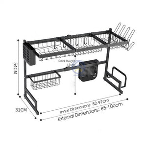 ODORKU 65-78cm/85-100cm Telescopic Dish Rack Over Sink Dish Drying Rack Extendable Dish Rack Adjustable Length - ODOROKU