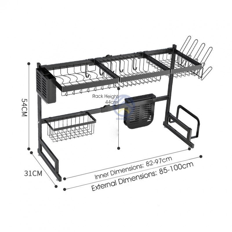 ODORKU 65-78cm/85-100cm Telescopic Dish Rack Over Sink Dish Drying Rack Extendable Dish Rack Adjustable Length - ODOROKU