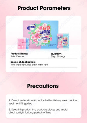 ODOROKU 50g x 20pcs Sakura Scented Fragrance Toilet Bowl Cleaner 99% Anti Bacteria Long Lasting Deodorizing Disinfecting Toilet Cleaner Tablet Flush Cleaner Removes Urine Poop Stain Odor - ODOROKU