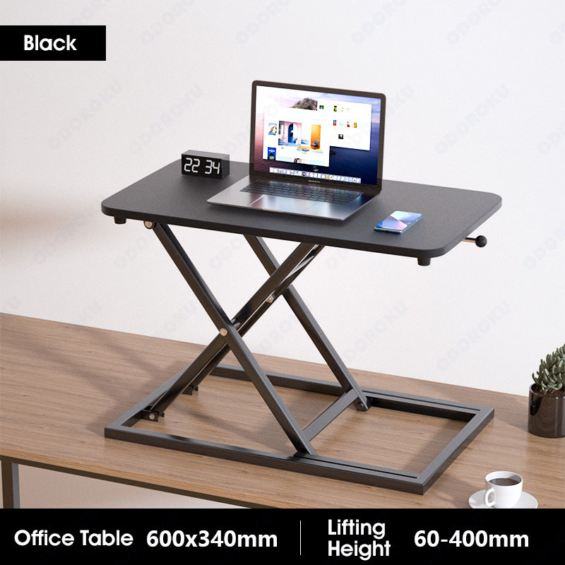 ODOROKU Ergonomic Standing Up Desk Converter Height Adjustable Sit Stand Desk Large Desk Riser Ergonomic Gas Spring Dual Monitor Workstation Ergonomic X-Frame Design for Home Office - ODOROKU