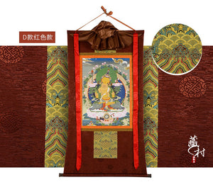 ODOROKU Manjushiri Bodhisattva Embroidered Fabric Mounted Tibetan Thangka 文殊菩萨唐卡 - ODOROKU