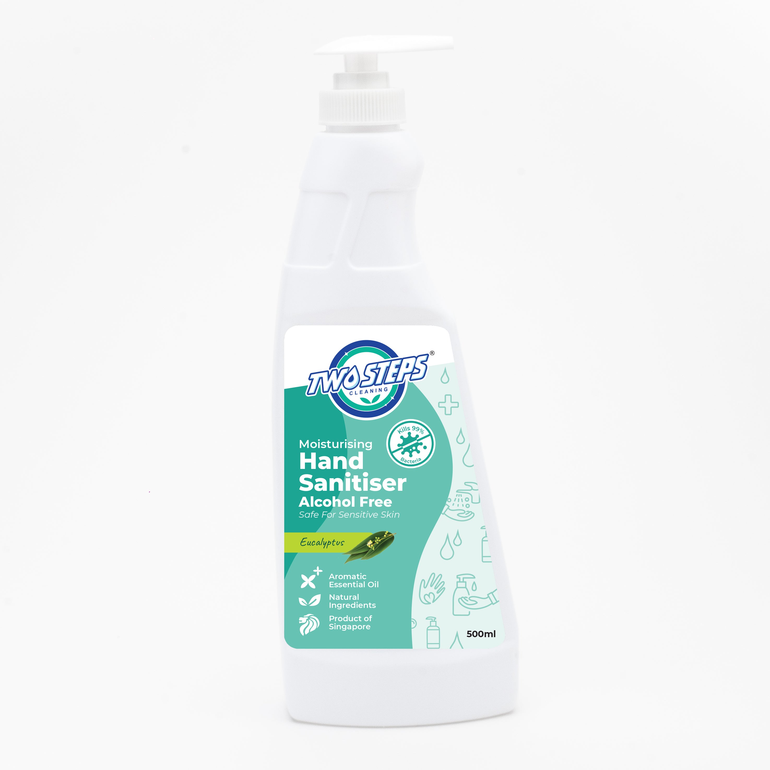 ODOROKU x Two Steps Cleaning Hand Sanitizer Alcohol Free 500ml / 5 Litre - Eucalyptus Kills 99% Bacteria Moisturizing Safe for Sensitive Hands - ODOROKU