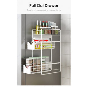 ODOROKU 1/2/3 Magnetic Refrigerator Rack With Drawer Organizer for Refrigerator Magnetic Shelf Towel Roll Holders - ODOROKU