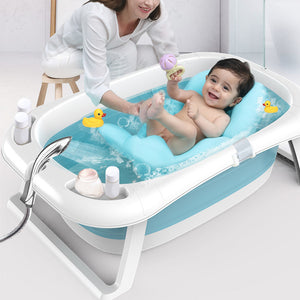 ODOROKU BPA FREE Baby Foldable Bath Tub FREE Anti-Slip Cushion Travel Folding Temperature Sensor Baby Floating Mat Anti Slip New Style Baby Folding Bath Tub Infant Collapsible Portable Shower Basin, Space Saving Plastic Newborn Folding Bath Tub Basin - ODOROKU