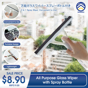 ODOROKU Multi-Purpose Glass Wiper with Spray Bottle for Window, Glass, Shower Door, Car Windshield - ODOROKU