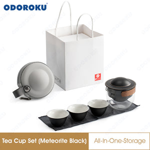 ODOROKU Handmade Travel Ceramic Chinese Tea Set with Tea Pot and Tea Cups with Portable Bag Teacup Portable Bag for Home Office Outdoor Picnic - ODOROKU