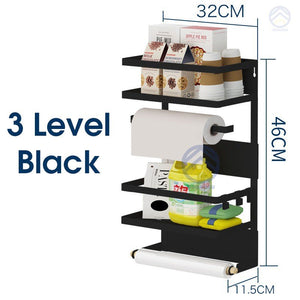 ODOROKU 1/2/3 Level Magnetic Fridge Organizer Rack Kitchen Towel Holder Storage Shelf Spice Shelf No Installation - ODOROKU