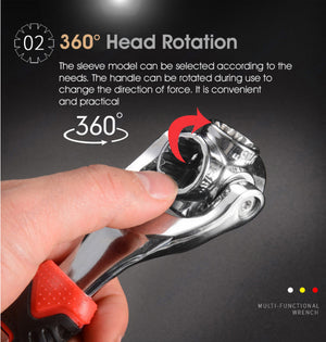 ODOROKU Universal Wrench 52 in 1 Socket Wrench Multifunction Wrench Tool with 360 Degree Rotating Head 6 Point 12 Point Spanner Tool for Home and Car Repair - ODOROKU