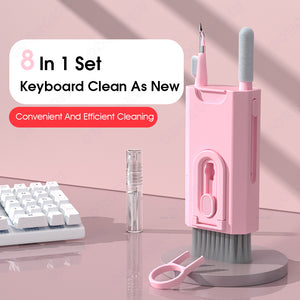 ODOROKU 8 In 1 Cleaning Kit for Keyboard Earphones Screen Cleaner Brush Cleaning Tools With Built In Nozzle Cleaning Spray Keyboard Dust Cleaning Kit Laptop Cleaner Camera PC Monitor Earbud Tablet Keyboard Key Puller - ODOROKU