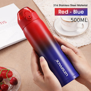 ODOROKU 316 Stainless Steel Vacuum Insulated Wide Mouth Water Bottle 500ml Leakproof Thermos Keeps Cold for 12 hours, Hot for 12 hours Double Walled Fashionable Ofiice Tumbler Flask BPA Free - ODOROKU