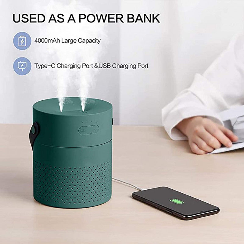 ODOROKU 1.1L Humidifier with 4000Mah Powerbank Battery Operated USB and USBC Charging LED Light Function - ODOROKU