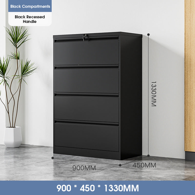 ODOROKU 2/3/4 Tiers Vertical Steel Metal File Office Cabinet Storage Drawer With Lock Office Sliding Pull Out Aesthetic Smooth Drawers Box Convenient Recessed Handle & Finger Pull High Capacity Heavy Duty Strong Load Bearing For A4 Size Files Letters - ODOROKU