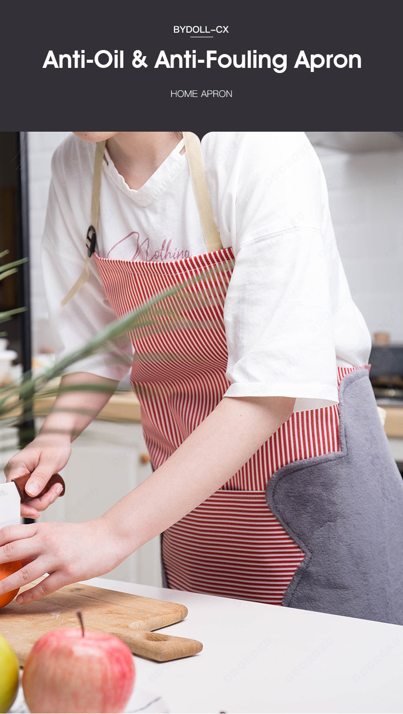 ODOROKU Kitchen Apron with Hand Wipe Water-drop Resistant with Front Pockets Cooking Bib Aprons for Women Men Chef Hand Adjustable Bib Cooking Aprons - ODOROKU