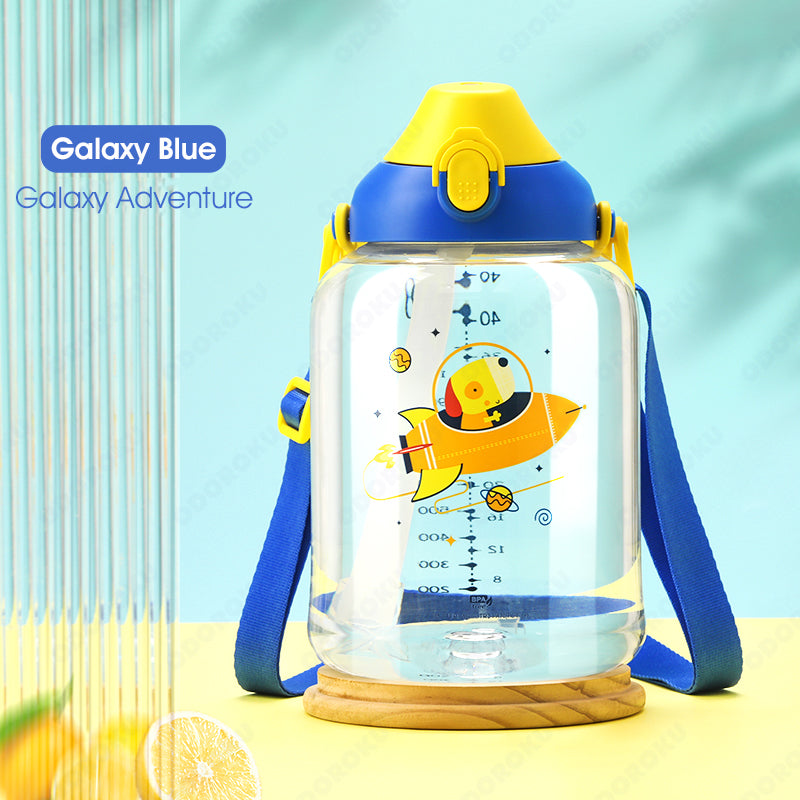 ODOROKU Kids & Baby Water Bottle Tritan Material with Sippy Straw and Removable Strap BPA Free Portable Water Bottle Large Handle and Water Level Scale Leakproof Lock 500/680/730/1500ml - ODOROKU