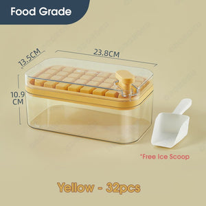 ODOROKU 32/64pcs One Press Release Ice Cube Tray with Lid Bin and Scoop Easy Release Ice Trays for Freezer Large Capacity Ice Tray Holder Whiskey Cocktail Ice Box Ice Jelly Mold Food Grade Quick Release Ice Cubes - ODOROKU