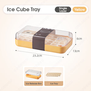 ODOROKU 30/60 Pcs Ice Cubes One Button Press Release Ice Cube Tray with Lid and Bin Double Layer Quick Release Design Ice Storage Box Ice Maker Mold for Freezer with Container Food Grade BPA Free - ODOROKU