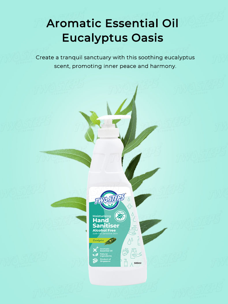 ODOROKU x Two Steps Cleaning Hand Sanitizer Alcohol Free 500ml / 5 Litre - Eucalyptus Kills 99% Bacteria Moisturizing Safe for Sensitive Hands - ODOROKU