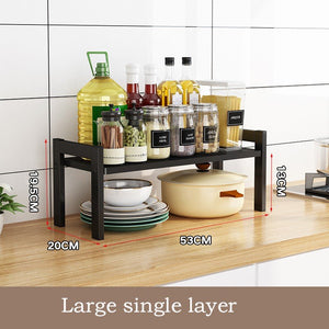 ODOROKU 33/43/54cm Stackable Cabinet Spice Rack Steel Metal Kitchen Organizer Standing Spice Organizer for Counter - ODOROKU