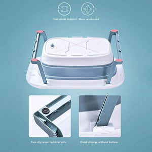 ODOROKU BPA FREE Baby Foldable Bath Tub FREE Anti-Slip Cushion Travel Folding Temperature Sensor Baby Floating Mat Anti Slip New Style Baby Folding Bath Tub Infant Collapsible Portable Shower Basin, Space Saving Plastic Newborn Folding Bath Tub Basin - ODOROKU