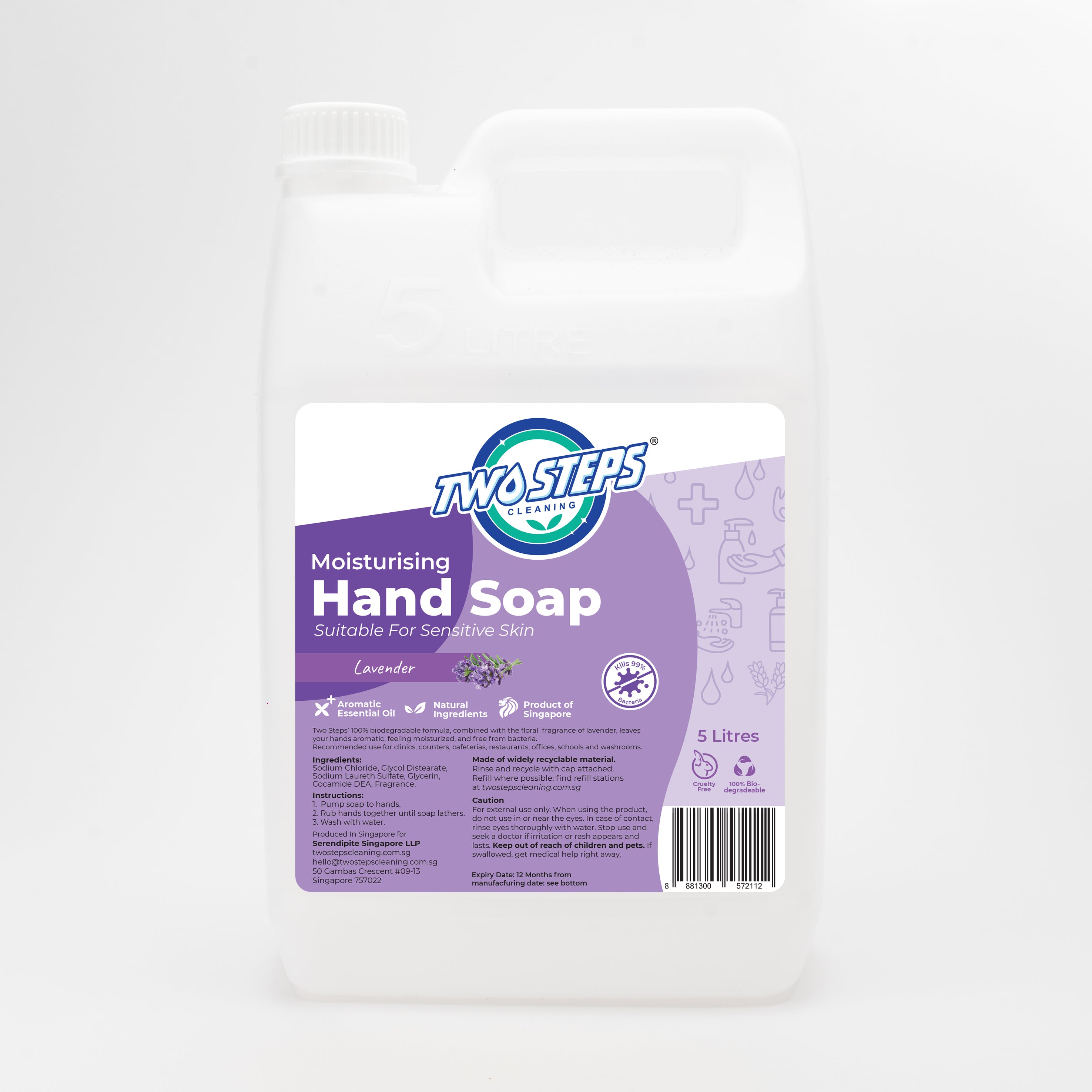 ODOROKU x Two Steps Cleaning Hand Soap 500ml / 5 Litre - Lavender Made with Essential Oils Moisturizing for Hands Biodegradable Formula - ODOROKU