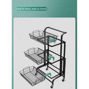 ODOROKU 3 Tiers Adjustable Angle Utility Carts with Wheels Multipurpose Rack Storage Shelf Trolley Cart Heavy Duty Shelf - ODOROKU