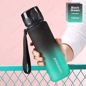 ODOROKU Gradient Frosted BPA Free Water Bottle 500ml 1000ml 1 Litre USA Tritan Food Grade Material Easy One-Hand Opening Cover Leak-proof Safety Lock Nylong Strap Ideal for Outdoor Sports Exercise Cycling Tritan Water Bottle - ODOROKU