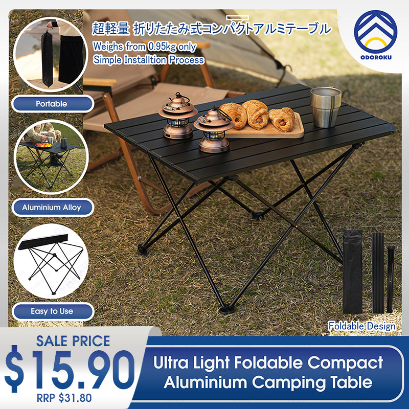 ODOROKU Aluminium Camping Table Folding Beach Table Small Folding Table Outdoor Ultralight Aluminum Camping Table Portable Compact Backpacking Table Travel Table for Beach Picnics Cooking Hiking - ODOROKU