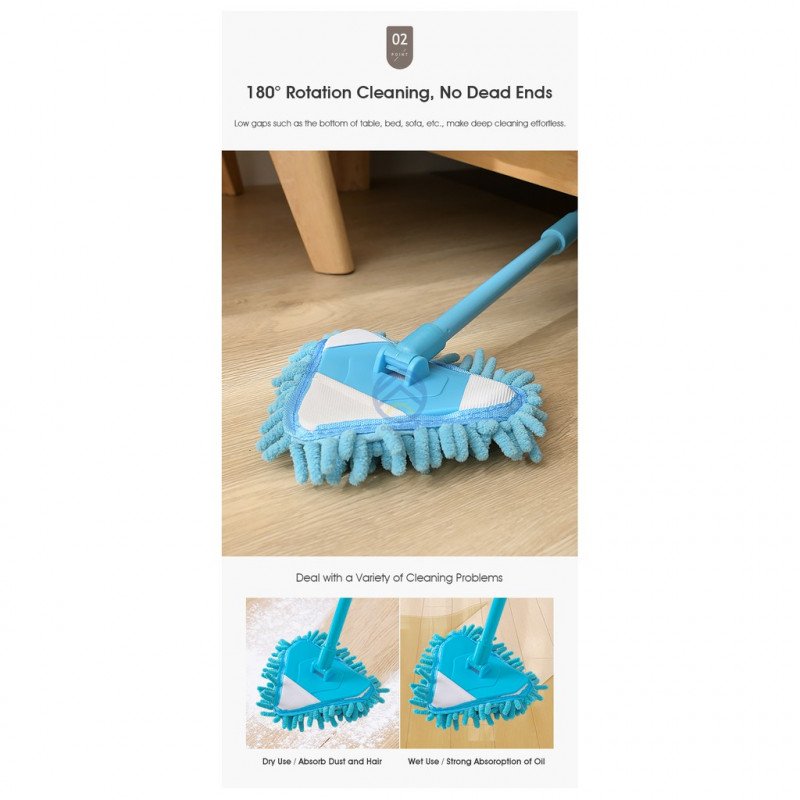 ODOROKU 55-90cm Extendable Chenille Mop Car Wash Mop Long Handle Wet & Dry Use Purple Blue Green - ODOROKU