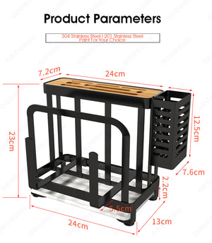 ODOROKU Cutting Board Organizer Holder Knife Block Holder Pot Lid Rack Drying Rack with Draining Tray Kitchen Countertop Cabinet Pantry Bakeware Cookware Storage Stand - ODOROKU