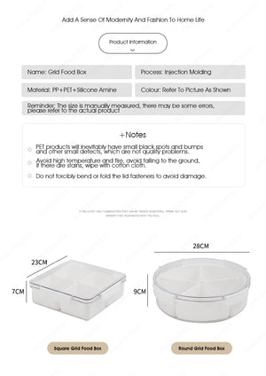 ODOROKU Customizable Compartment Food Container Divided Food Storage Containers with Lids Plastic Snack Container with 4 Removable Boxes Stackable Lunch Box Fridge Produce Saver for Fruit Vegetable Meat CNY Dinner - ODOROKU