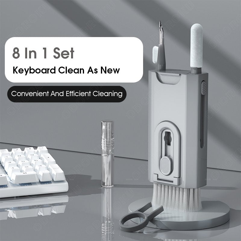 ODOROKU 8 In 1 Cleaning Kit for Keyboard Earphones Screen Cleaner Brush Cleaning Tools With Built In Nozzle Cleaning Spray Keyboard Dust Cleaning Kit Laptop Cleaner Camera PC Monitor Earbud Tablet Keyboard Key Puller - ODOROKU