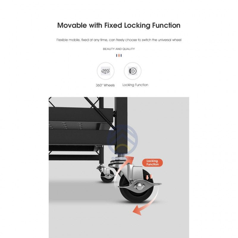 ODOROKU 3/4/5 Foldable Storage Rack with Wheels Metal Durable Multifunctional Foldable Rack Shelf Collapsible Foldable - ODOROKU