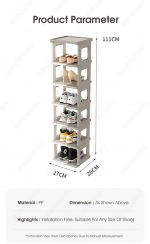 ODOROKU 3/5/7 Tiers Shoe Rack Foldable Vertical Shoe Rack Narrow Shoe Organizer For Space Saving Modern Shoe Storage Cabinet Free Standing Shoe Racks For Entryway Multifunction Cube Shelf For Bathroom Bedroom - ODOROKU