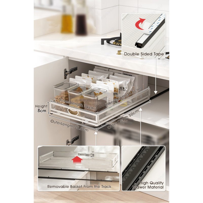 ODOROKU Huge Size Sliding Cabinet Basket Organizer Drawer Multi-Purpose Under Sink Organizers and Storage for Bathroom Kitchen Under Bathroom Sink Organizer - ODOROKU