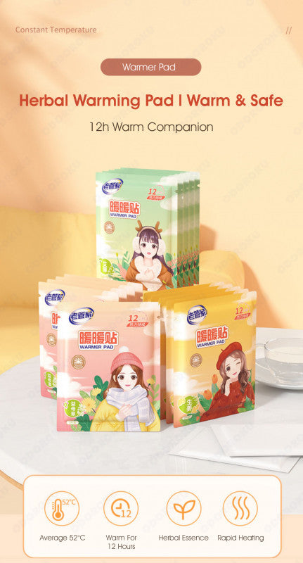 ODOROKU Stick On Herbal Heat Pad Warmer for Hand Body Feet 12 Hours Lasting For Menstrual Cramps Travel Size Portable - ODOROKU