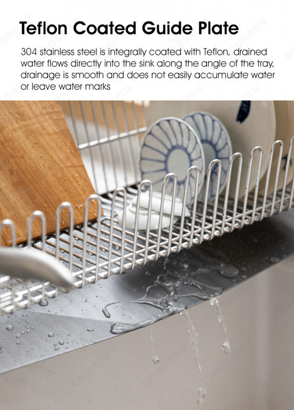 ODOROKU 304 Stainless Steel Dish Rack with Water Drainer Cups Holder Utensils Holder Knife Holder Chopping Board Holder Dish Drying Rack Versatile Pot Pan Rack for Kitchen Counter - ODOROKU