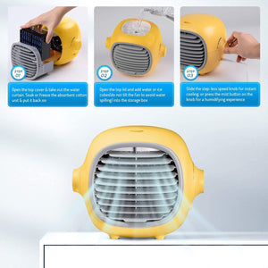 ODOROKU Portable Air Conditioner Fan 200ml Air Cooler Evaporative Portable Cooler Fan Space Cooler Fan Quiet Desk Fan - ODOROKU