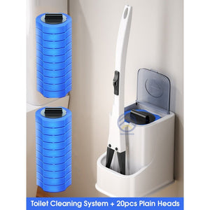 ODOROKU Disposable Toilet Cleaning System With Fragrance and Storage Box Wall Mounted or Free Standing 20 Refill Heads - ODOROKU