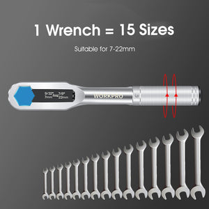 ODOROKU Universal Wrench Socket Wrench Adjustable Wrench Multifunction Wrench Tool with 360 Degree Rotating Head, Spanner Tool for Home and Car Repair 5-15mm-15-27mm - ODOROKU