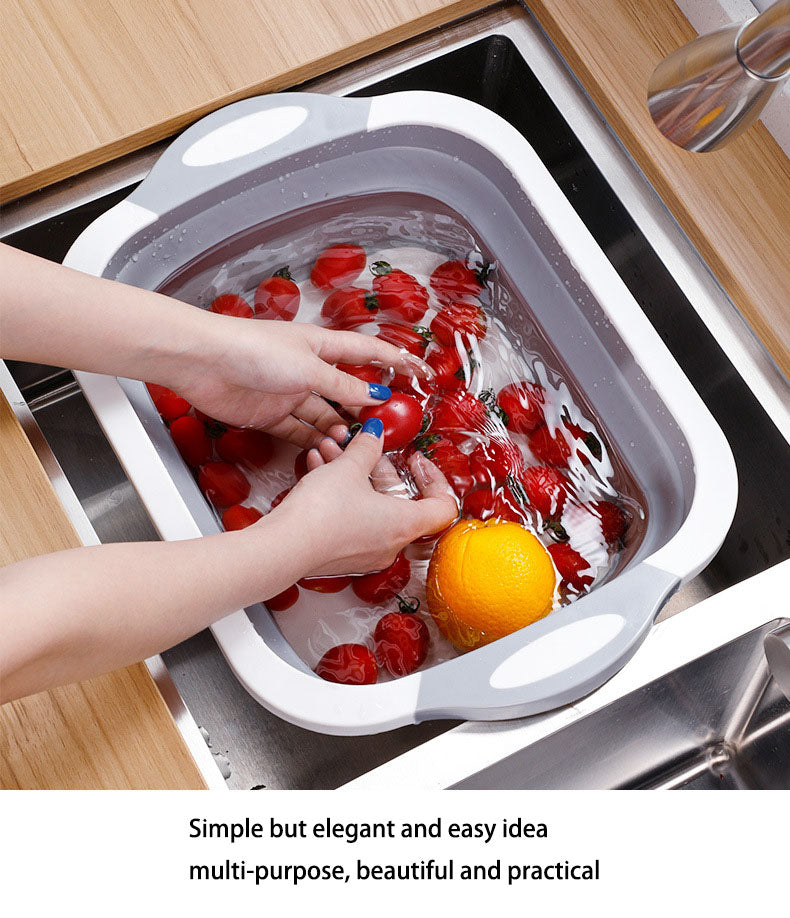 ODOROKU White Foldable Multifunction Chopping Board, Collapsible Cutting Board, Dish Tub Basin For Ingredient Washing - ODOROKU