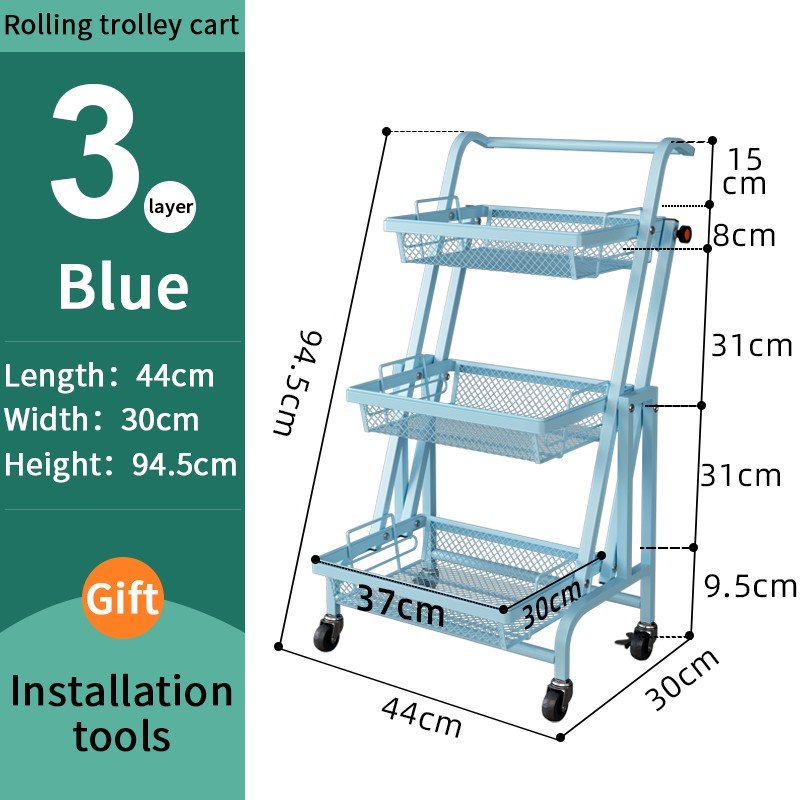 ODOROKU 3 Tiers Adjustable Angle Utility Carts with Wheels Multipurpose Rack Storage Shelf Trolley Cart Heavy Duty Shelf - ODOROKU