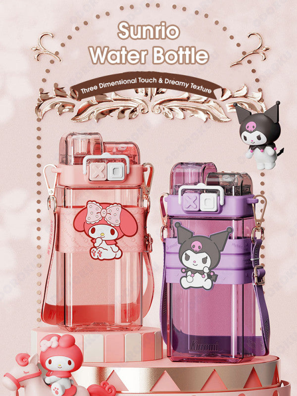 ODOROKU Sanrio Kids Water Bottle Tritan Bottle 520ml 100% BPA Free Cute Water Bottle My Melody Kuromi Cinnamoroll Pochacco Pompompurin 2 In 1 Spout with Adjustable Shoulder Strap Leakproof - ODOROKU