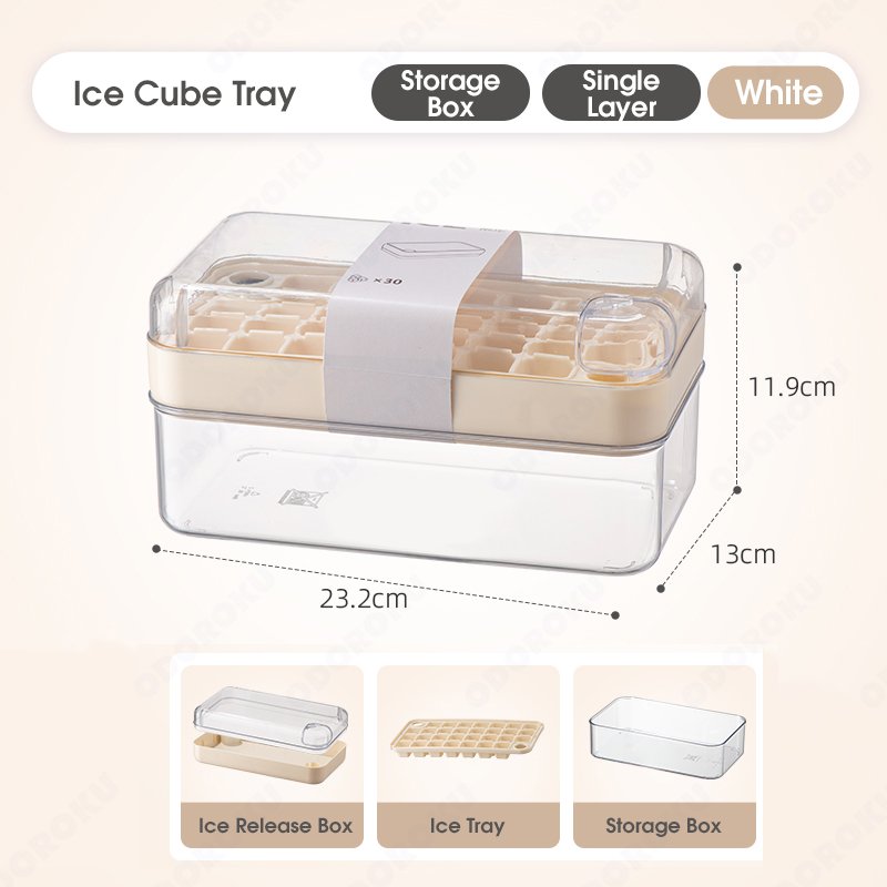 ODOROKU 30/60 Pcs Ice Cubes One Button Press Release Ice Cube Tray with Lid and Bin Double Layer Quick Release Design Ice Storage Box Ice Maker Mold for Freezer with Container Food Grade BPA Free - ODOROKU