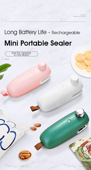 ODOROKU Mini Bag Sealer USB Rechargeable Heat Sealer 2 in 1 Portable Handheld Bag Sealer and Cutter Powerful Package Resealer Kitchen Sealer Quick Seal for Vacuum Sealer Bags Plastic Chip Bags Cereal Bags - ODOROKU