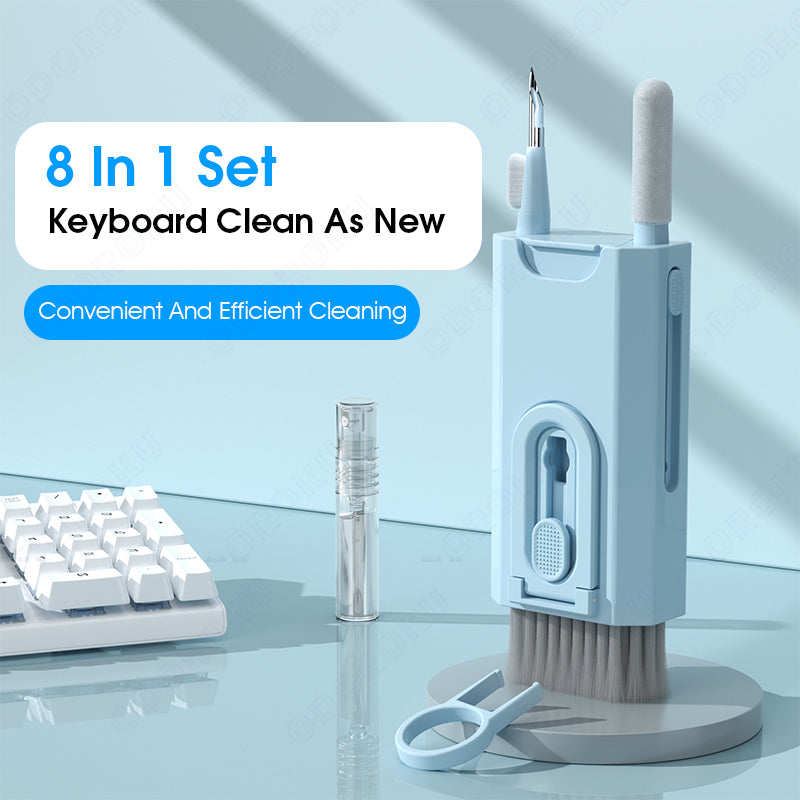 ODOROKU 8 In 1 Cleaning Kit for Keyboard Earphones Screen Cleaner Brush Cleaning Tools With Built In Nozzle Cleaning Spray Keyboard Dust Cleaning Kit Laptop Cleaner Camera PC Monitor Earbud Tablet Keyboard Key Puller - ODOROKU