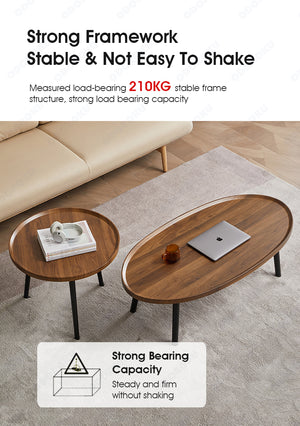 ODOROKU Round Coffee Table and Oval Table Set for Living Room Modern Coffee Table with Open Storage Marble Wood Tabletop & Sturdy Metal Legs Large Circle Coffee Table for Stylish Home - ODOROKU