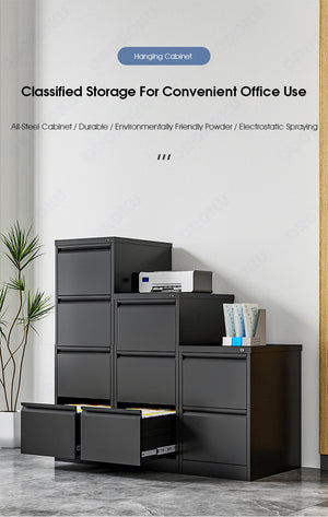 ODOROKU 2/3/4 Tiers Vertical Steel Metal File Office Cabinet Storage Drawer With Lock Office Sliding Pull Out Aesthetic Smooth Drawers Box Convenient Recessed Handle & Finger Pull High Capacity Heavy Duty Strong Load Bearing For A4 Size Files Letters - ODOROKU