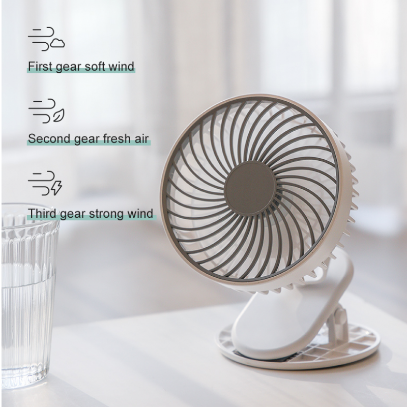 ODOROKU USB Mini Portable Clip On Fan Ultra Silent Fan Desk Fan Clipon Fan Built in 2000mAH Rechargeable Battery - ODOROKU