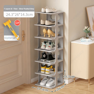 ODOROKU 3/5/7 Tiers Stackable Shoe Rack for Closet Plastic Shoe Tower for Sneaker Space Saving Storage Organizer Large Shoe Shelf Holder Stand for Bedroom Floor Entryway White & Brown - ODOROKU